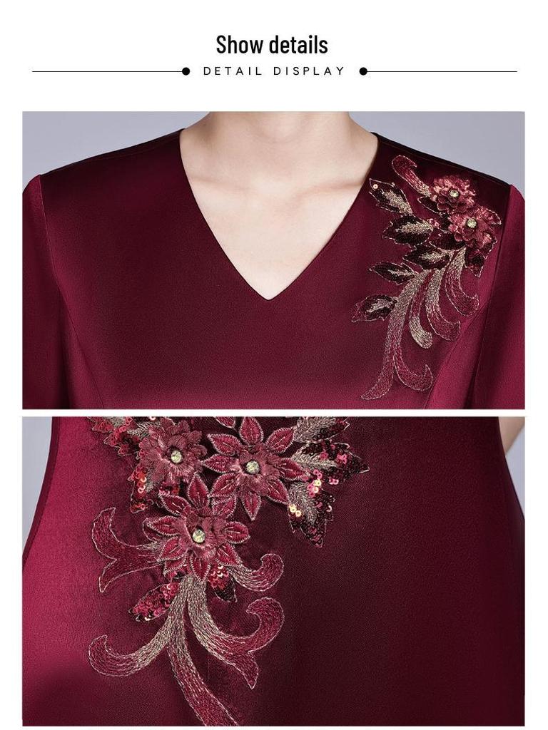 Elegant Autumn 2025 Acetate Dress for Mother-in-Law's Wedding Banquet - Stylish Large Hem Evening Gown