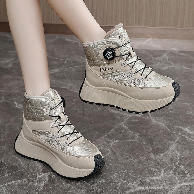 Winter Causal Snow Boots for Women Chunky Platform Sneakers Warm Outdoor Fuzzy Non-Slip Ankle Booties With Faux Fur Lined Women's Work Walking Shoes