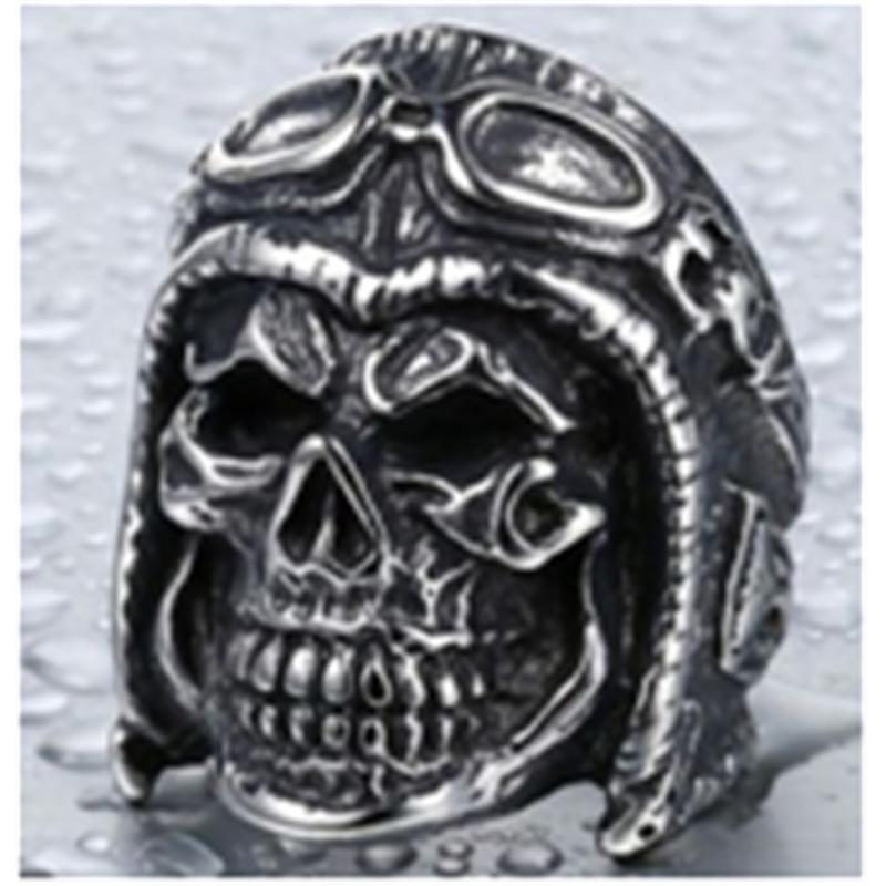 Exaggerated Skull Large Ring Men's Index Finger Wide Ring Pilot Ring