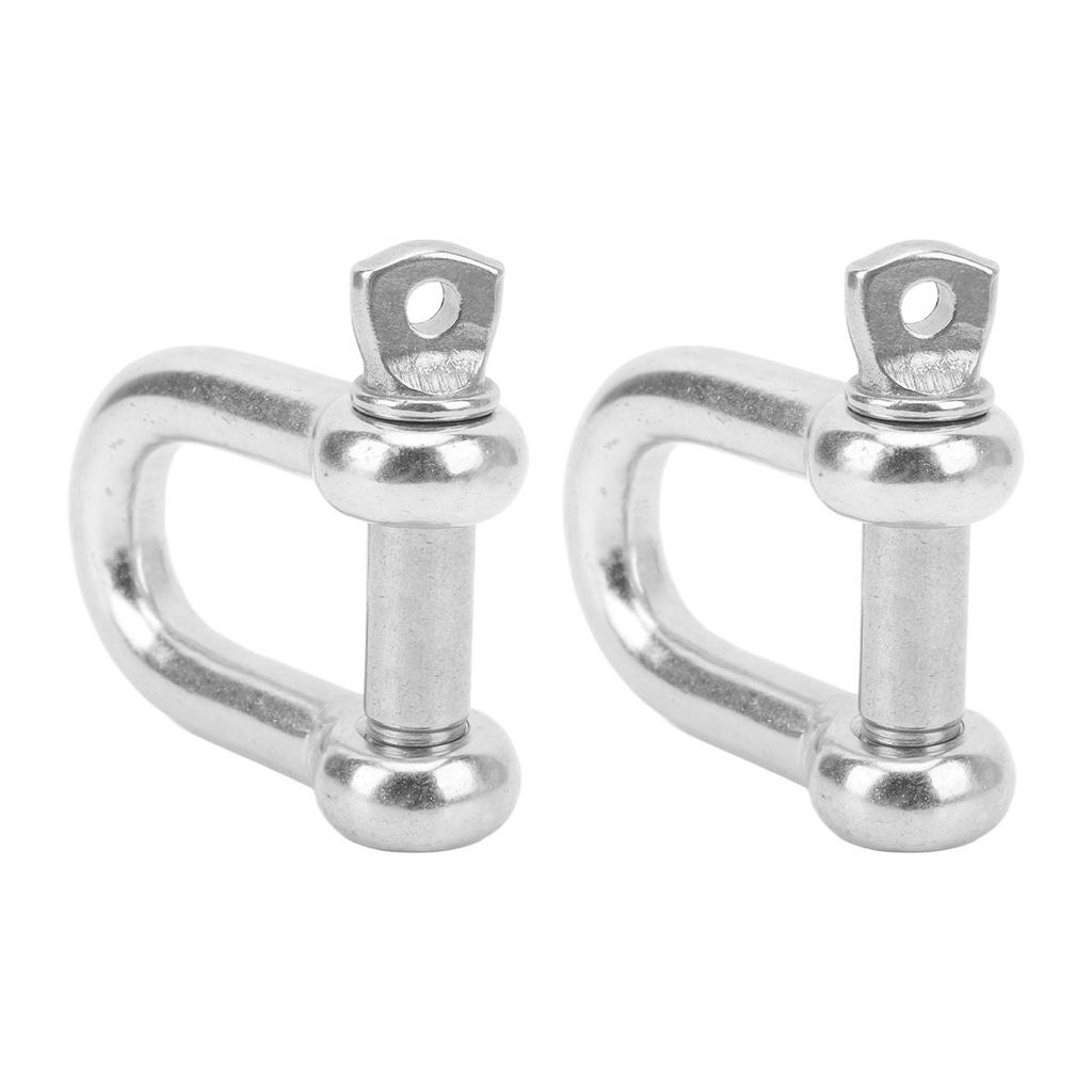 22mm 2PCS Stainless Steel D Ring Shackles Strong Strength Screw Pin Anchor Shackle for Boat