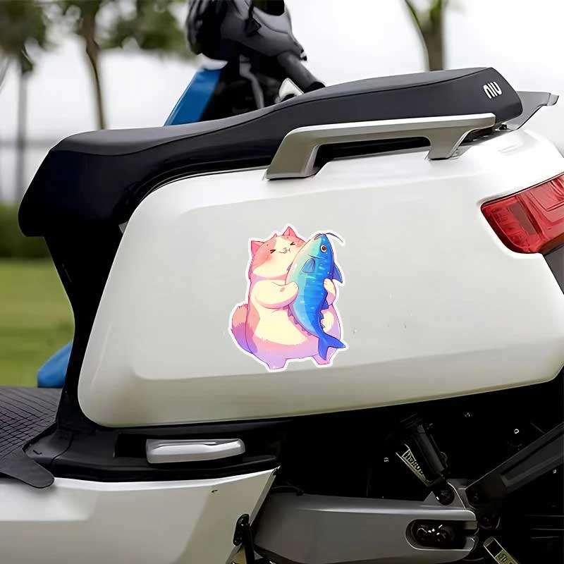 Cartoon Cat Self-Adhesive Paper Stickers Waterproof Decals for Car Bedside Wall Glass Window Refrigerator HE479
