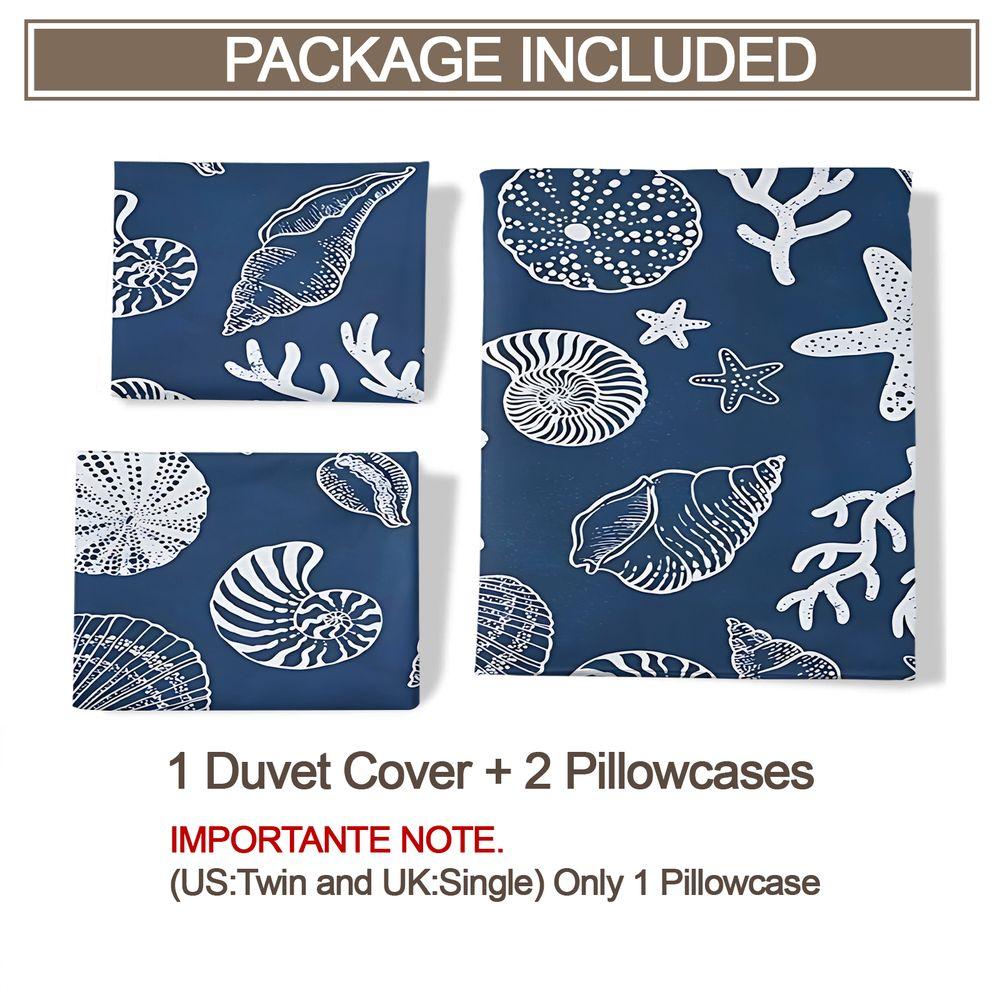 Seashell Coral Ocean Duvet Cover Set Comforter Cover Bedding Set No Filler Sea Lover Adult Cozy Bedroom Bed Kit