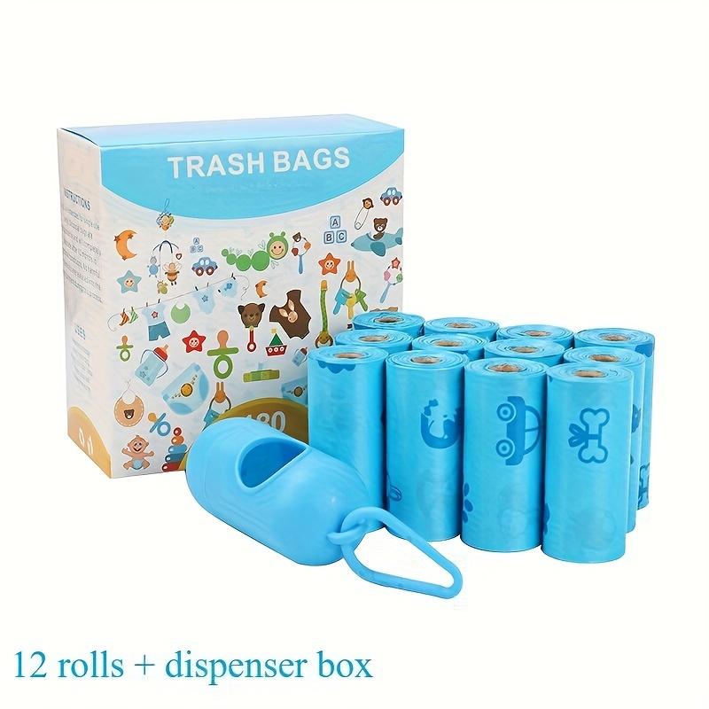 

Набор пакетов для мусора 12 рулонов 16 рулонов Подходит для детских подгузников, бумажных подгузников, кухонного и ванного мусора, с бесплатным диспенсером, подходит для дома 25*35CM*0.015MM 15pcs per roll