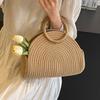 Chic Khaki Casual Tote Bag For Women Stylish 2024 Winter Collection Soft Weave Design