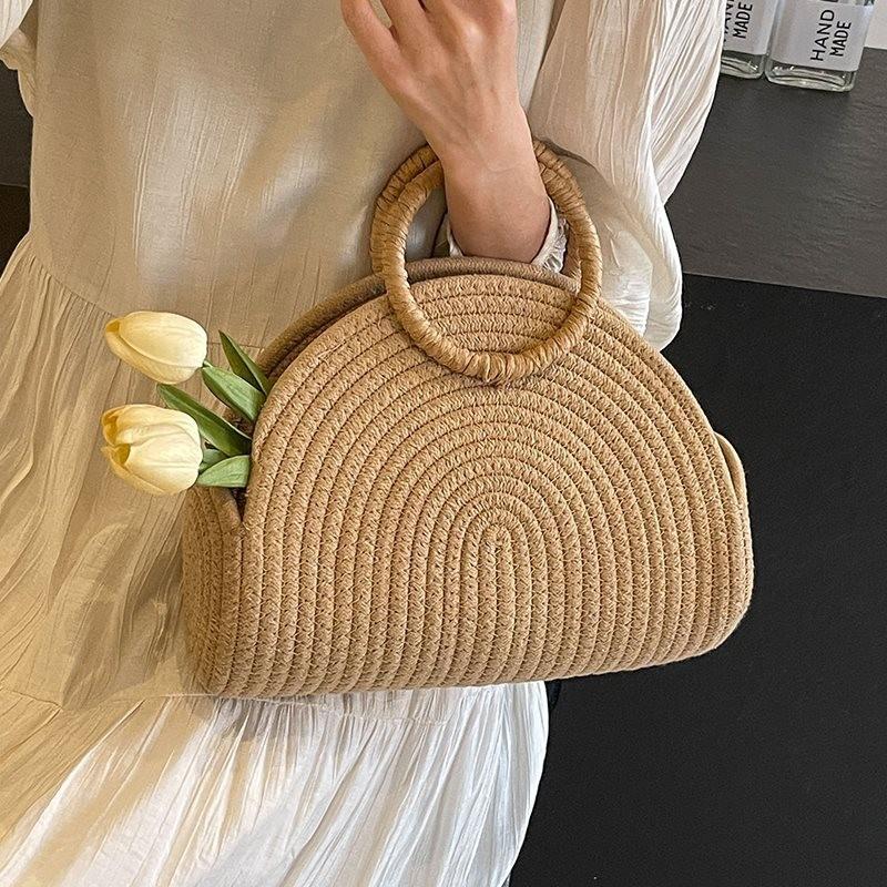 Chic Khaki Casual Tote Bag For Women Stylish 2024 Winter Collection Soft Weave Design