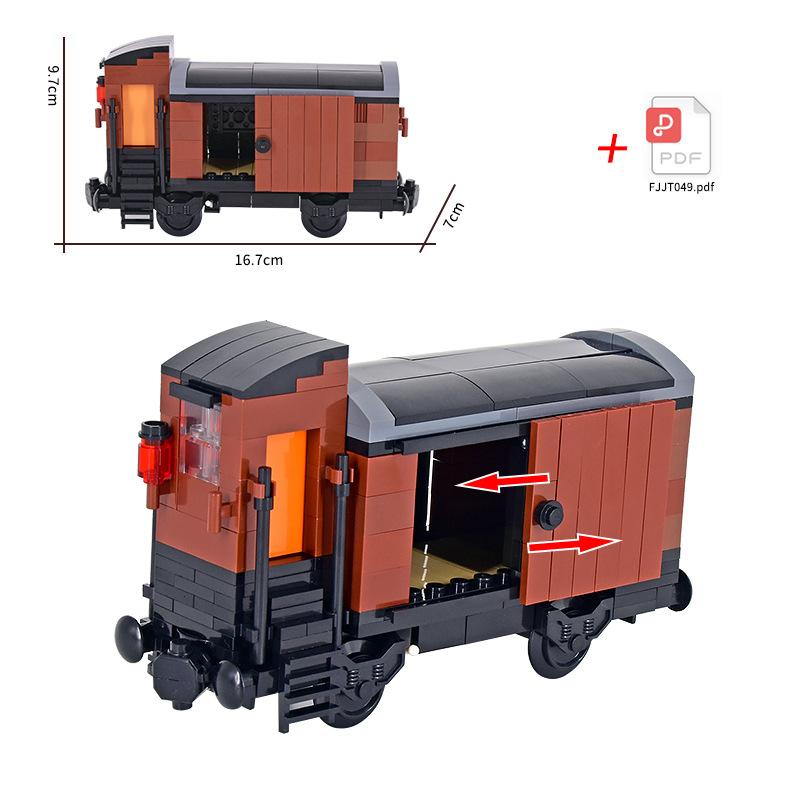 MOC City Steam Train Engine with Carriages: DIY High-Tech Modular Transport Vehicles Building Blocks Set