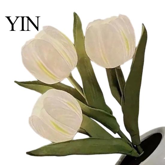 Decorative LED Tulip Lamp Flower Table Lamp, Battery Powered Artificial Night Light with Ceramic Pot, Floral for Bedroom Bedside Home Wedding