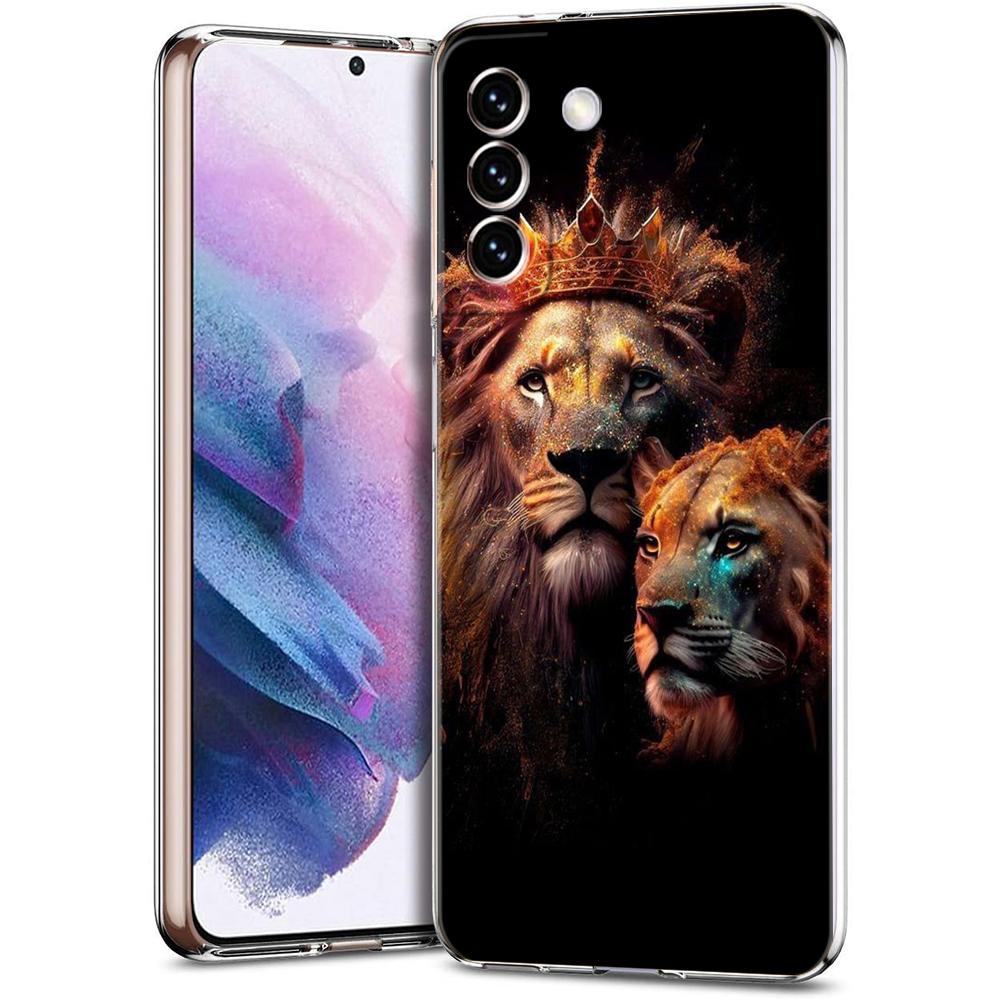The Lion Phone Case for Samsung Galaxy S24 S23 S22 S20 S21 FE Ultra S24 S23 S10 S10E S9 S8 Plus 5G Transparent Shell Capas Bags