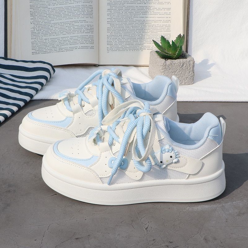 

Spring and summer new little white shoes women s breathable mesh thick baseplate shoes round head versatile cute sports and leisure board 35 светло-синий