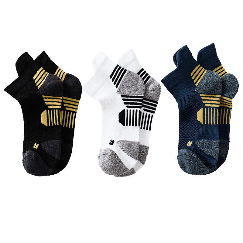 Men's Thickened Non-Slip Athletic Socks for Running, Short Fitness, and Badminton