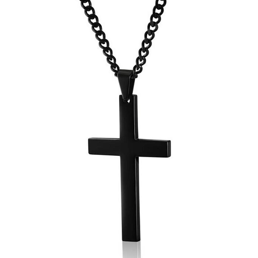 Collar de cadena con colgante de cruz de acero inoxidable para hombres y mujeres, joyería de regalo