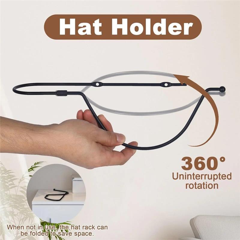 ABWR-Cowboyhutständer Wandmontiert 360 Drehung Westernhut Aufbewahrung Baseballkappe Für Schrank Damen Zuhause Zimmer Schlafzimmer Mantel