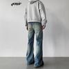 ARES American Heavy Industry Square Nail Flared Blue Jeans Mens Fall Distressed Washed Denim Pants