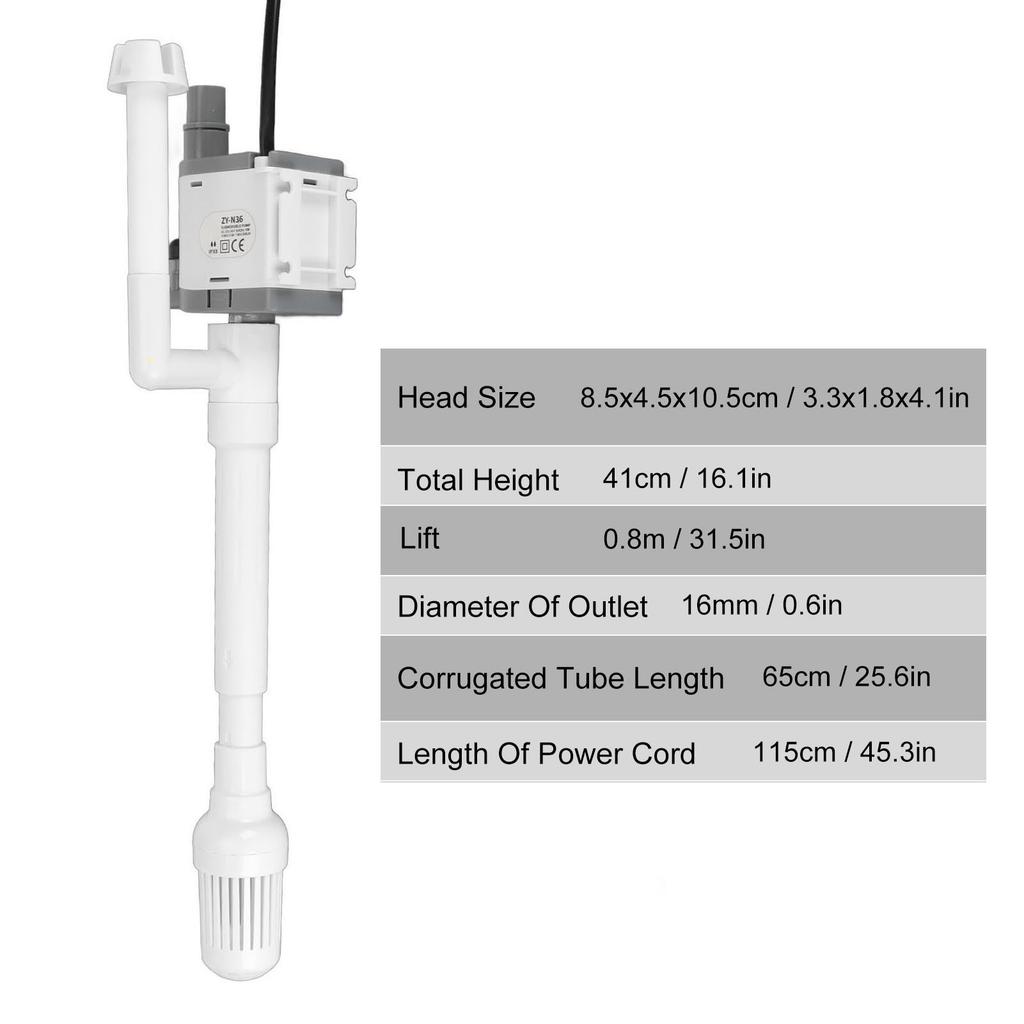 Fish Tank Water Pump Filter Water Circulation Mute Corrosion Pevention Aquarium Oxygen Pump for