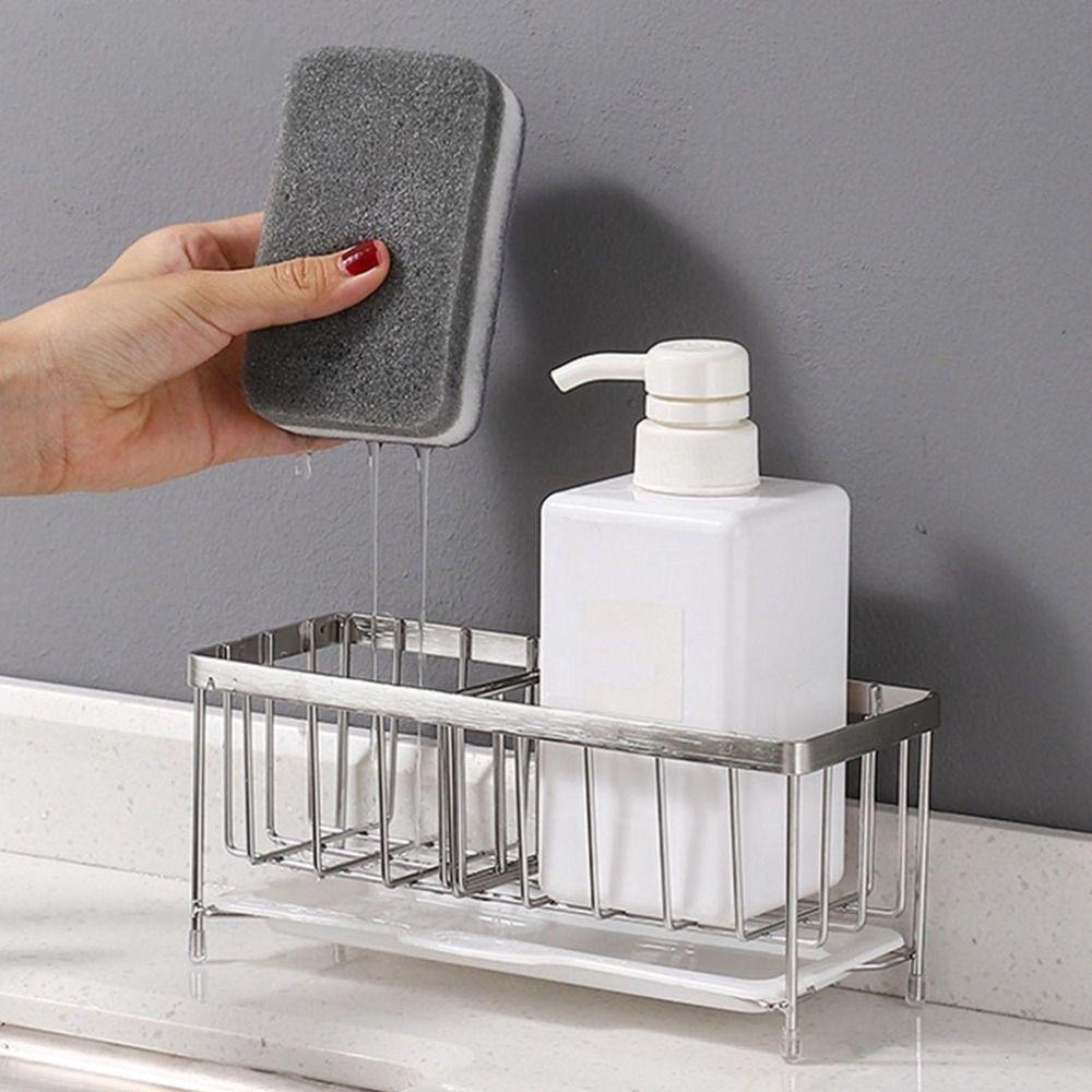 Rustproof Kitchen Sponge Holder Self-draining Drain Rack Organizer Kitchen Sink Rack  Countertop