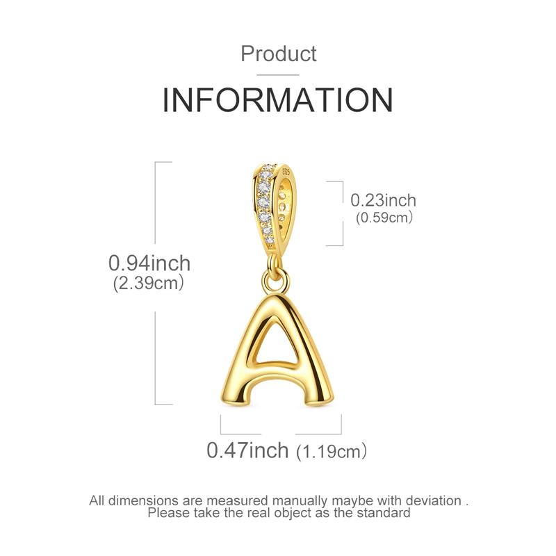 copper Alphabet Charm Bead Charms Bead Charms Golden 26 AZ letters Pendants Compatible With Women Authentic Bracelets Do It Yourself Christmas Gift