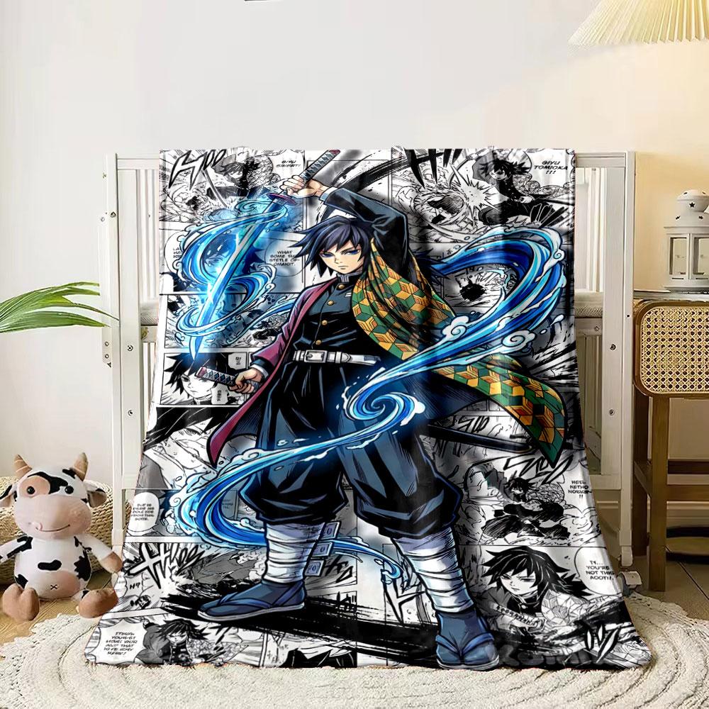 Flowing water-like sword technique with vibrant blue swirls and dynamic action. for all seasons blanket lunch break throw gift 80cm x 120cm