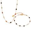 Elegant 18k Gold Titanium Necklace & Bracelet Set with Natural Stone Design for Women