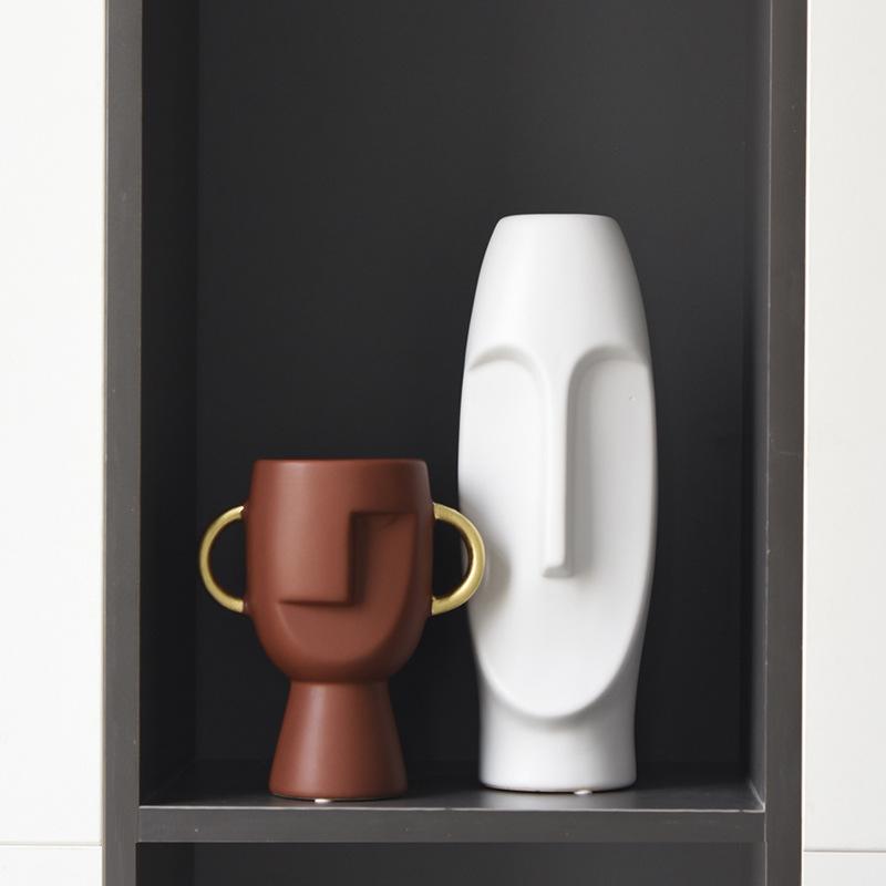 Ceramic People Face Statue Creative Wine Cabinet Decoration Ornament TV Cabinet Desktop Crafts Living Room Home Decoration