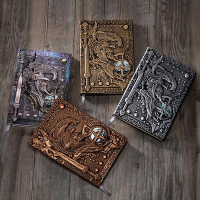 1 szt. Kreatywny Retro 3D Wojownicy Reliefowy Notes A5 Dziennik Wytłaczany Notes do Pisania Ręcznie robiona Skórzana Okładka Pamiętnik Prezent