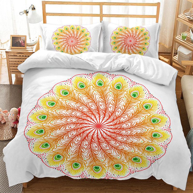 Peacock Feather Bedding Set Peacock Duvet Cover Set Single Double King For Adult Women Microfiber Comforter Cover Bedroom Decor