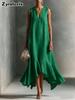 New Fashion Deep V Neck Sleeveless Slim Fit A-Line Dress with Irregular Hem
