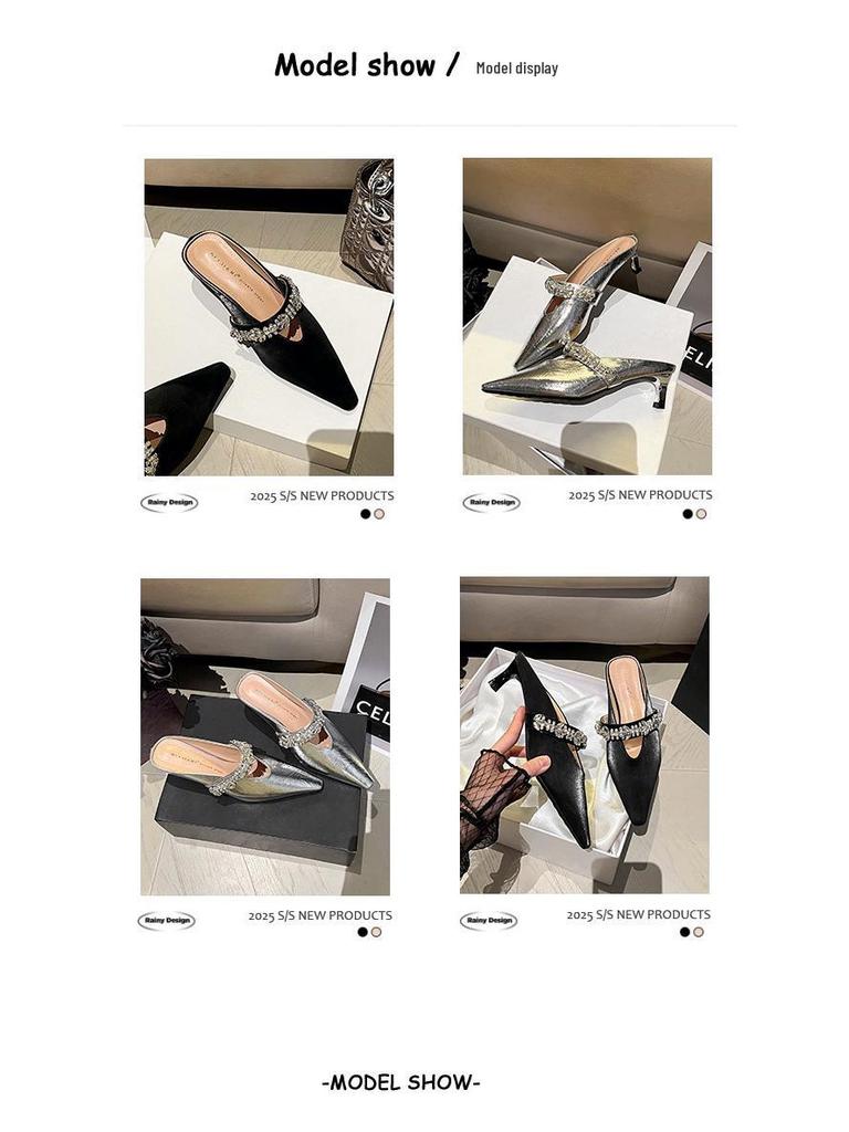 BEIJIANI Cyrkoniowe Szpiczaste Czółenka Damskie na Średnim Obcasie