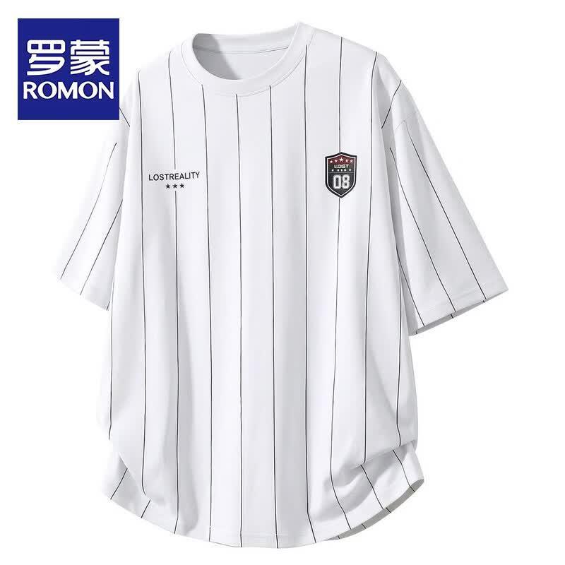 ROMON Men s Retro Print Short Sleeve T-Shirt L
