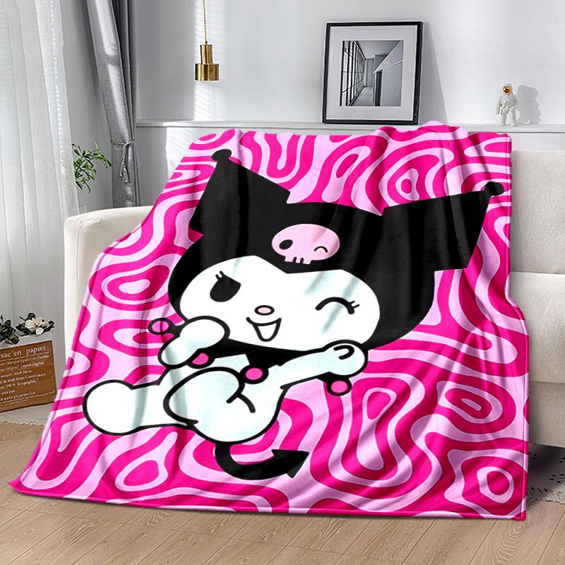 1pc Blanket Sanrio Kuromi1 Print Design, Lightweight Blanket for Sofa, Bed- Soft &Warm, Gift for All Seasons like Christmas, Halloween