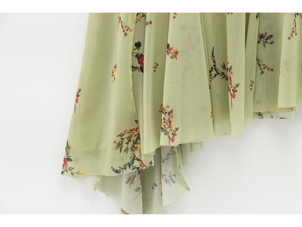 2025 Spring Women's Backless Print Draped Collar Spaghetti Strap Midi Dress