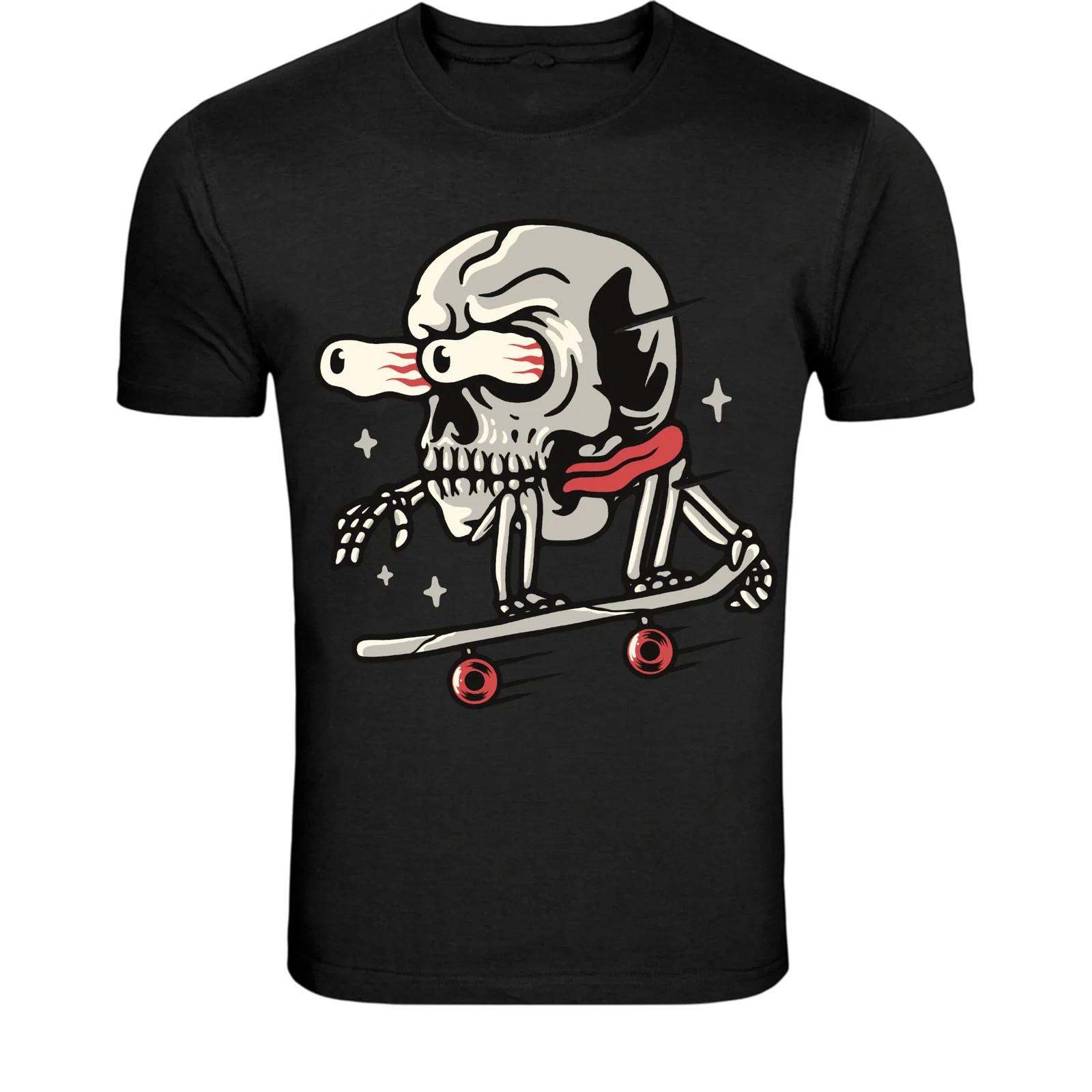 Skateboard Skull Monster T-Shirt - Funny Skateboarding Graphic Tee XXL