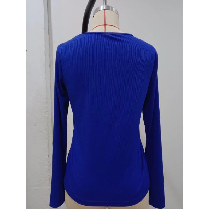Fashion Knitted Long Sleeve Zipper T-shirt Slim Fit Solid Color Blouse Simple Elegant Spring Summer Casual Simple Tops Basic Shirts