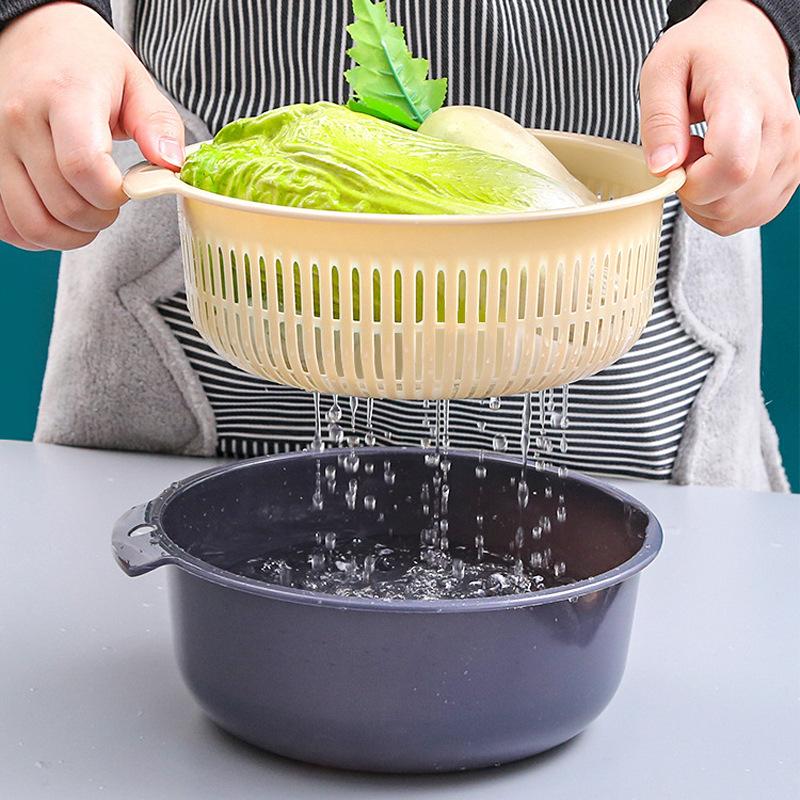 

Бытовая круглая двухслойная пластиковая сливная корзина