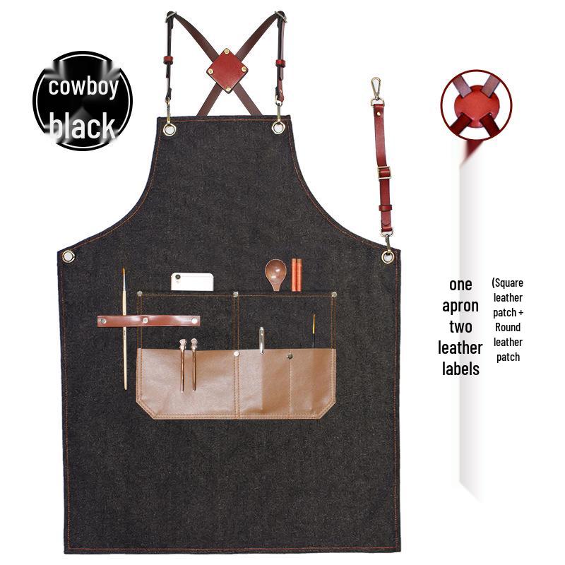Custom Logo Barber Denim Apron for Hairdressers, Stylists, Artists, and Students