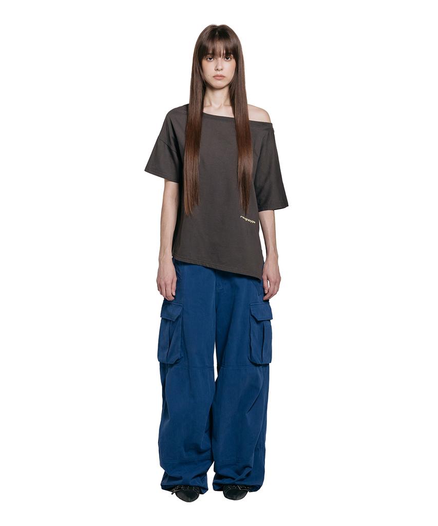 Lotaib Washed Cargo Cotton Pants - Blue