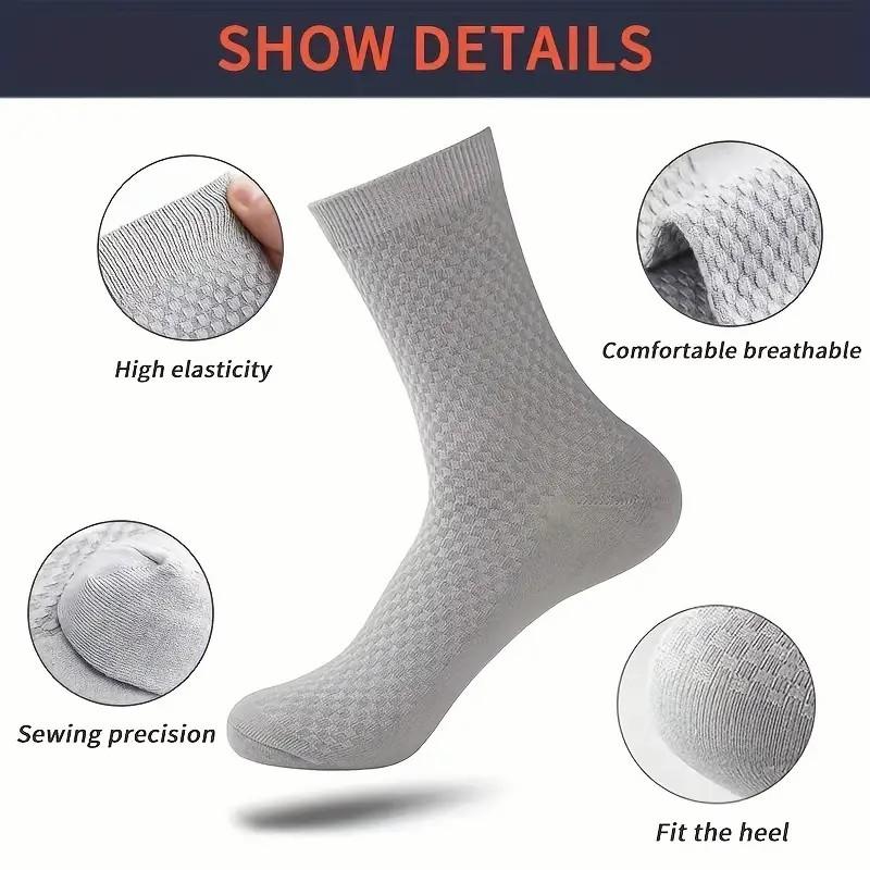 1/5 Pairs Men Bamboo Fiber Knitted Round Neck Socks Anti Odor Sweat Absorbing Comfortable Breathable Business Casual Wear Socks