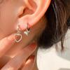 Asymmetrical Heart-Shaped Needle Earrings for Women: Retro Sweet Hollow Studs & Ear Cuffs