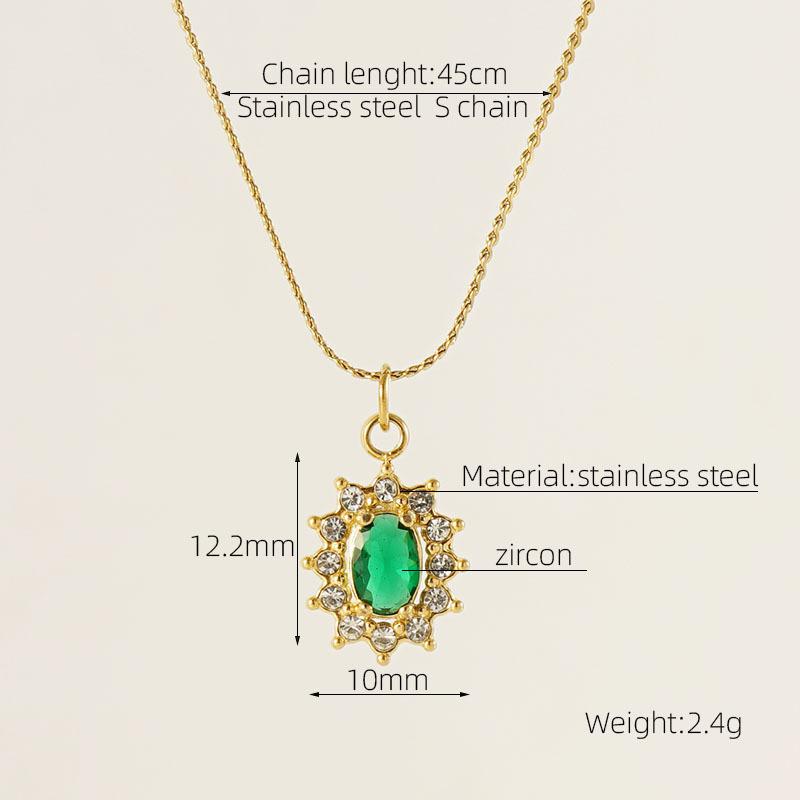 Stainless Steel Sunflower Zircon Bamboo Necklace High-grade Sporty Color-free Pendant All-match