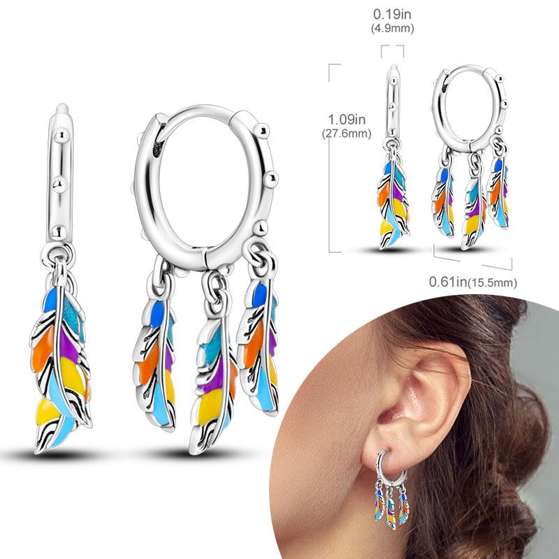 Women Earring 925 Silver Hoop Earrings Love Heart Butterfly Drop Earring Stud For Women Girls Party Jewelry Gifts