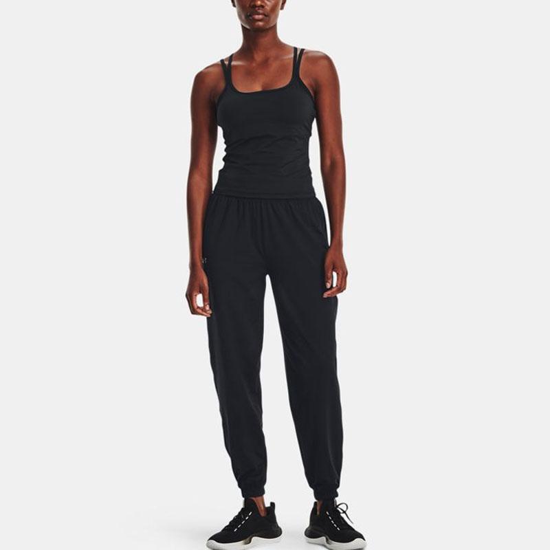 Under Armour Project Rock Logo Embroidered Joggers Women Bottoms Black 1377079-001