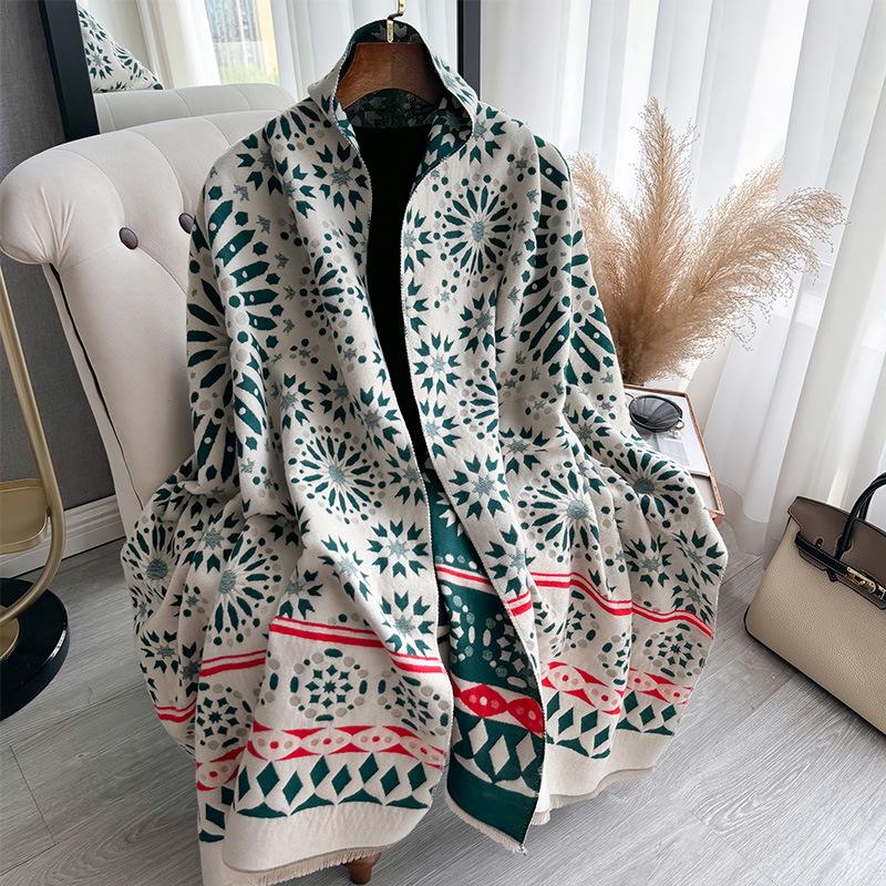 Autumn And Winter Scarf Women'S Cashmere Double-Sided Dual-Purpose High-Grade Texture Shawl Air Conditioner Warm Wool Scarf