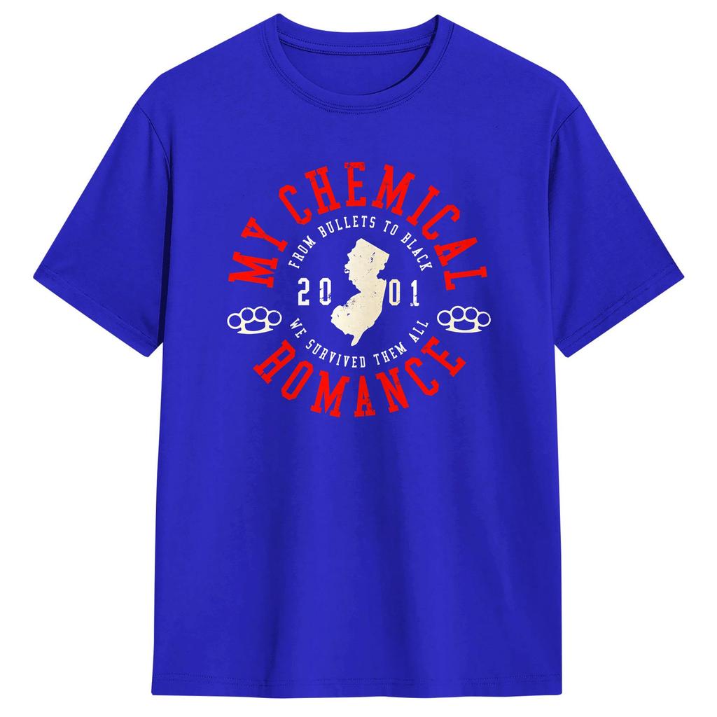 My Chemical RoUnisexce MCR Bullets 20 Years TShirts for Unisex Funny Cotton Tees Crewneck Short Sleeve T Shirts Plus Size Clothes