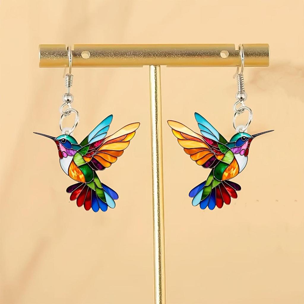 Colorful Hummingbird Earrings Women's Pendant Dangling Earrings Jewelry For Women Earrings Accessories Acrylic Dangling Earrings