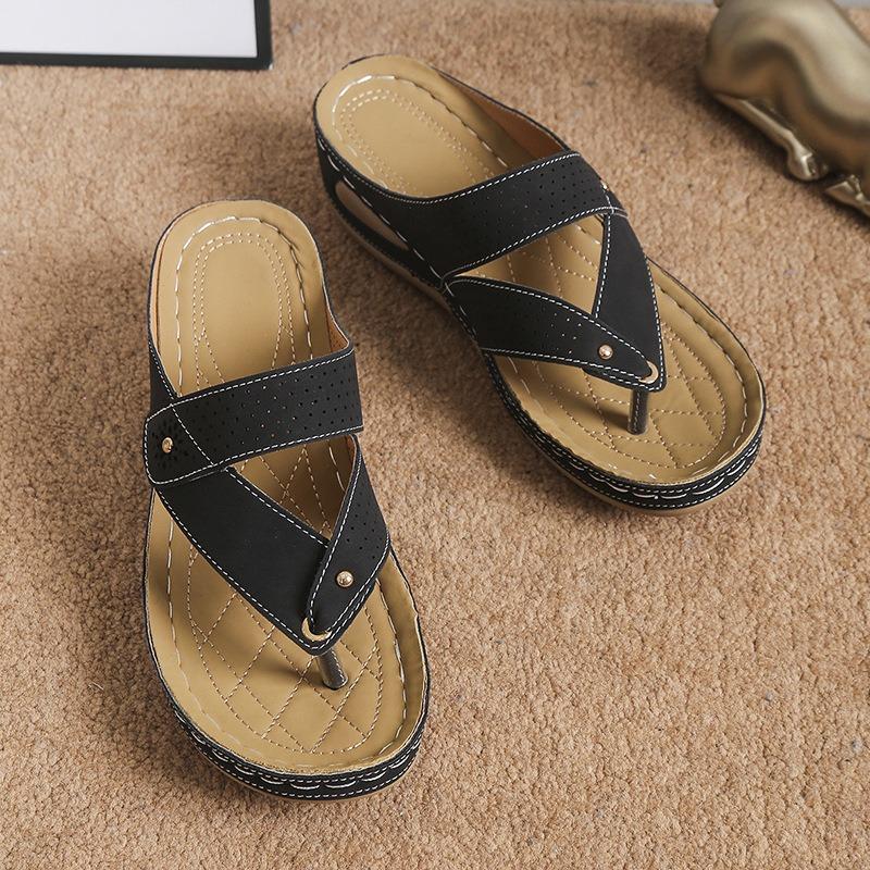 

Large size slippers women s hollow wedge heel flip-flops shoes summer hot-selling cool slippers 43