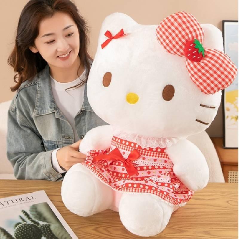 Adorable Strawberry Kt Cat Plush Toy In Multiple Colors Soft Pp Cotton Filling