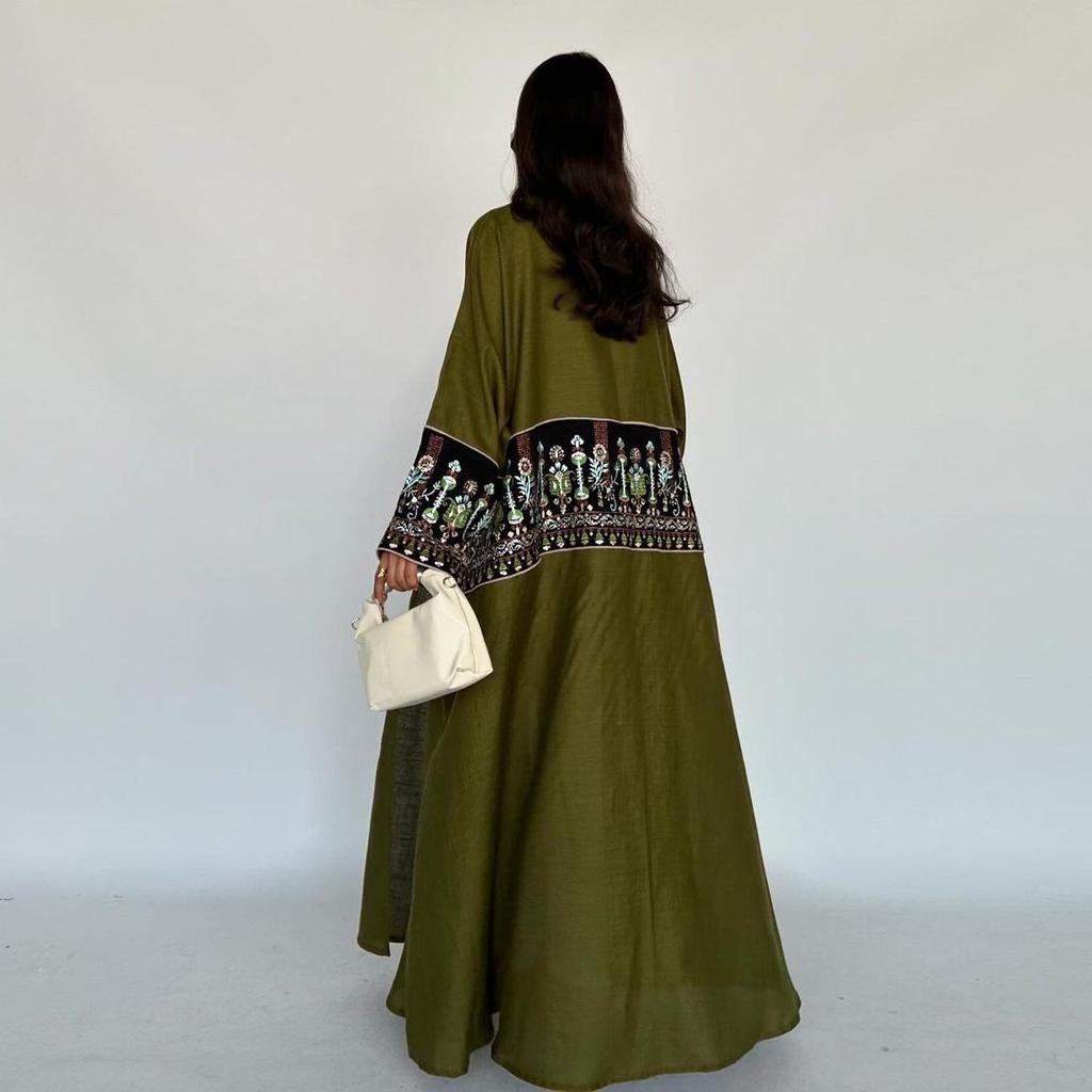 Ladies' Embroidered Floral Cardigan Robe - Dubai Style Muslim Wear