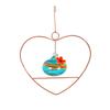 Heart-Shaped Hummingbird Feeder Hanging Water Feeder with Perch Colorful Glass Bottle Wire Frame Hummingbird Feeder for Porch Yard Garden Outdoor