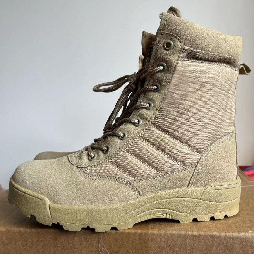 

Мужские походные ботинки песочного цвета для активного отдыха на природе, ботинки до середины голени, высококачественные водонепроницаемые ботинки для пустыни для мужчин, высокие рабочие ботинки для мужчин 36 песочный