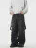 2024 Unisex American Retro Yellow Multi-Pocket Workwear Jeans - Loose Straight Hip-Hop Style