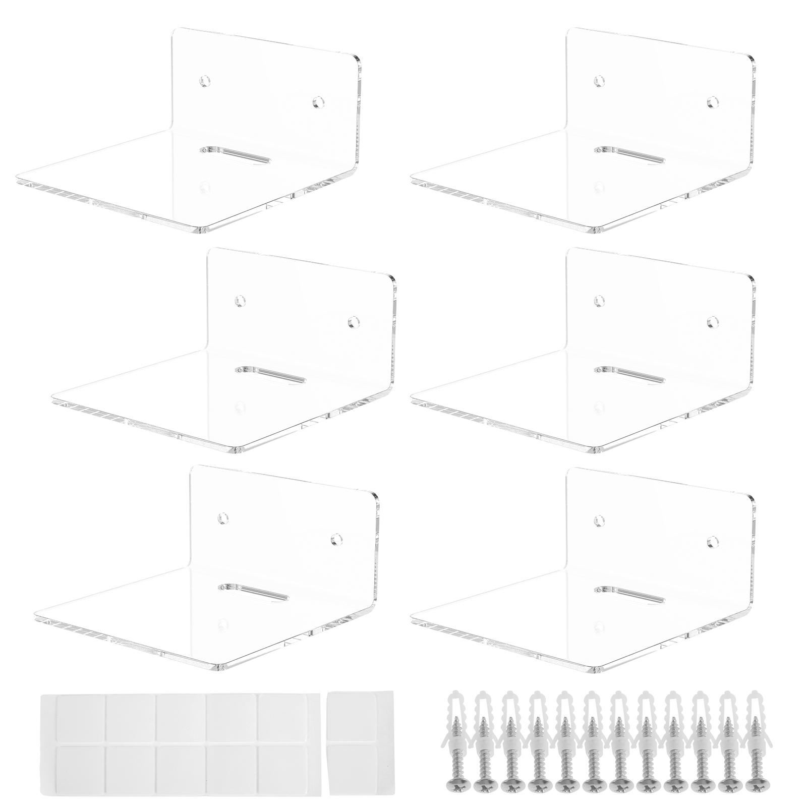 6/12Pcs Acrylic Wall Shelves Floating Shelves Clear Small Shelf Product Display Stand Wall Decoration Storage Rack